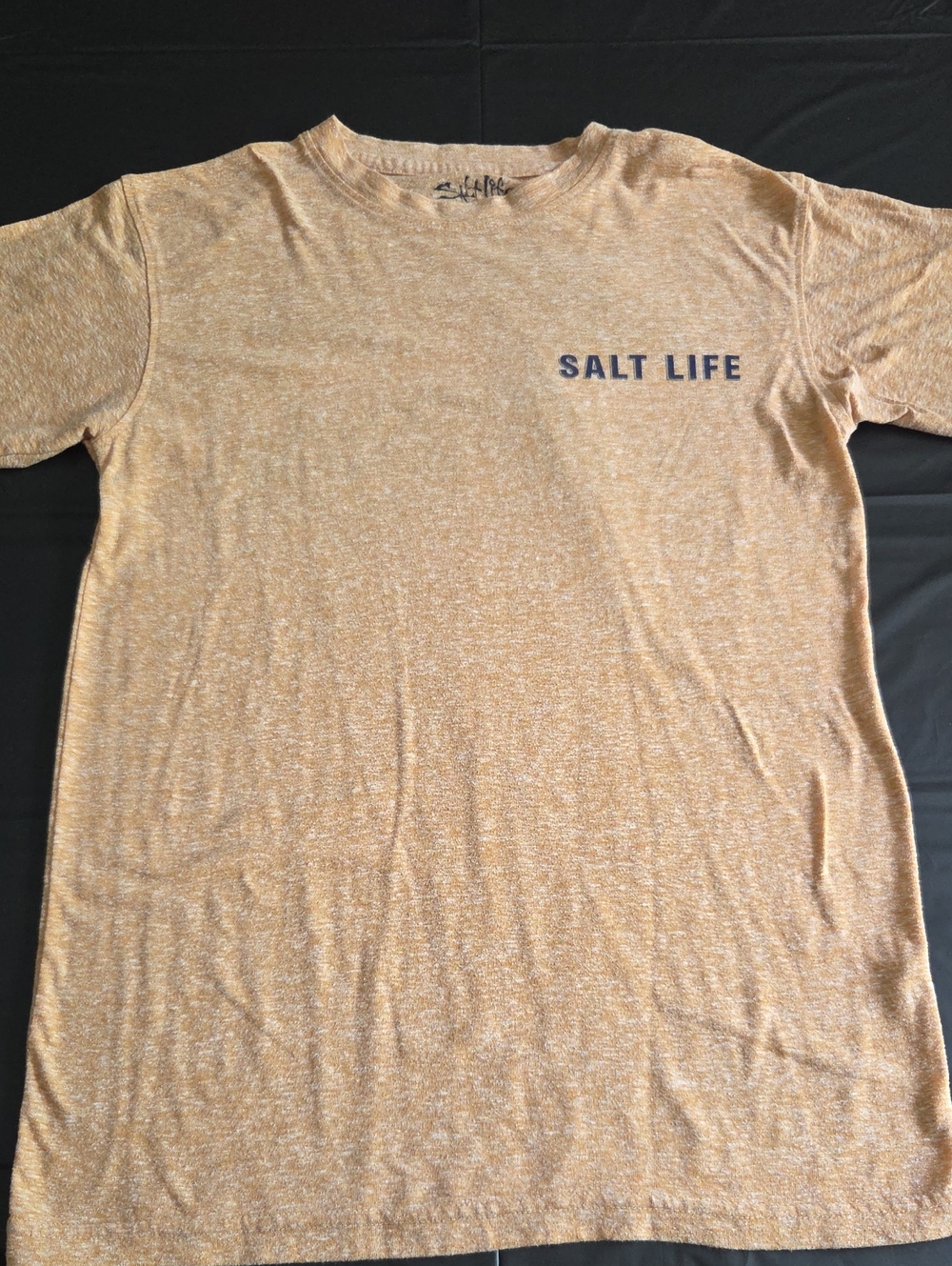 Salt Life Men's Tan Heather Short Sleeve Tee with Navy Chest Logo